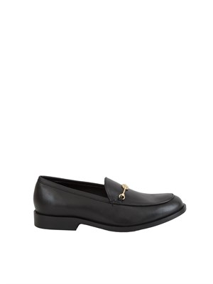 TWIN-SET Mocassino Twinset in pelle nera con logo oro in DONNA