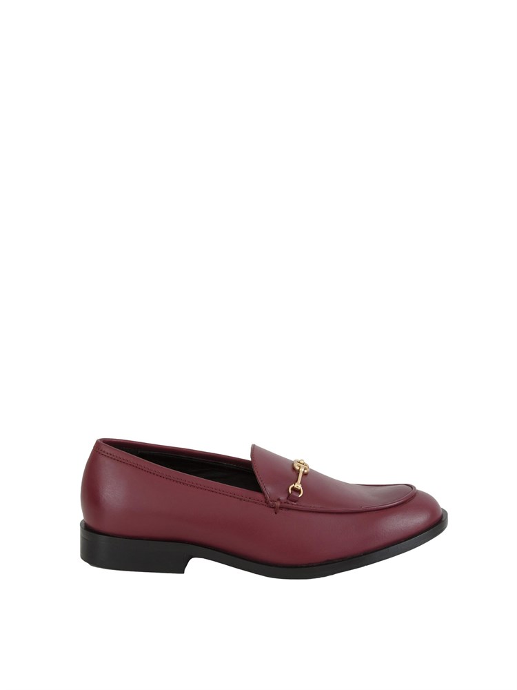 TWIN-SET Mocassino Twinset in pelle bordeaux con logo oro