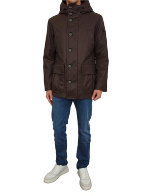 Giubbino con cappuccio Peuterey in drill di lana e nylon marrone in UOMO