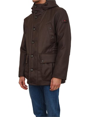 Giubbino con cappuccio Peuterey in drill di lana e nylon marrone in UOMO