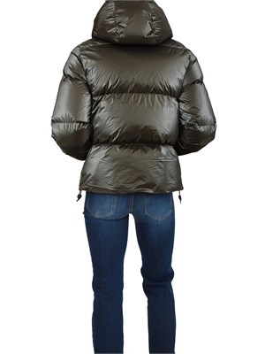 Piumino corto Lethille K-Way in tessuto luminoso verde in DONNA