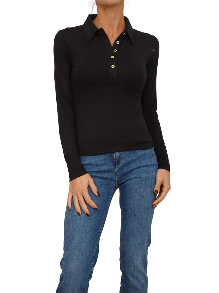 Polo Liu Jo donna in jersey di viscosa stretch nera