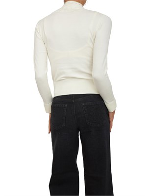 Maglia donna Maestrale Nenette in viscosa avorio con sciarpina e borchie in DONNA