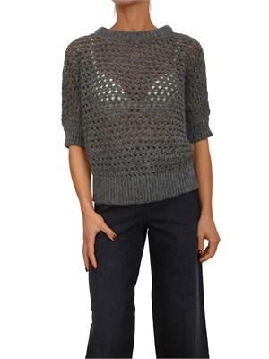 Maglia Malfi Nenette in punto rete grigia con inserti lurex in DONNA
