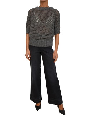 Maglia Malfi Nenette in punto rete grigia con inserti lurex in DONNA