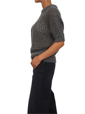 Maglia Malfi Nenette in punto rete grigia con inserti lurex in DONNA