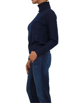 Maglia donna a collo alto Mita Nenette in lana merino blu in DONNA