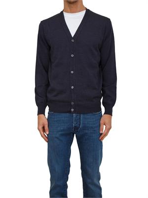 Cardigan uomo Aiace Galassi in lana fine blu in UOMO
