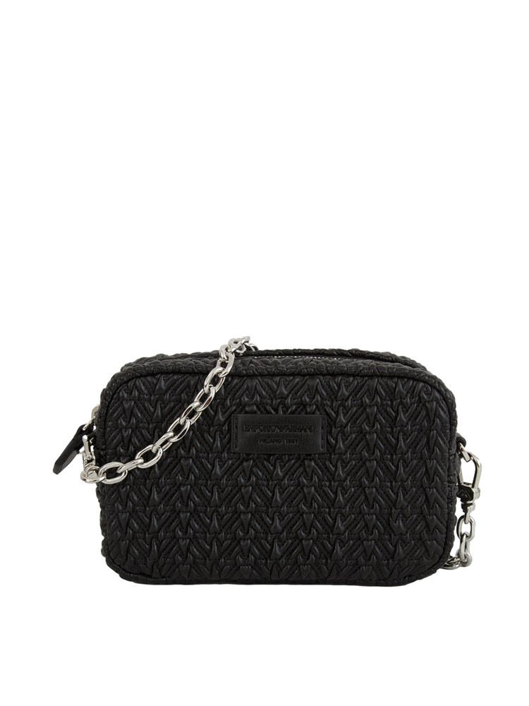 Borsa a tracolla Emporio Armani in ecopelle goffrata nera