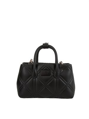 Mini bag Emporio Armani in ecopelle nera motivo matelassÉ in DONNA