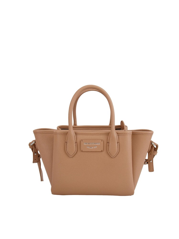 Shopper piccola Emporio Armani in ecopelle palmellata rosa nude