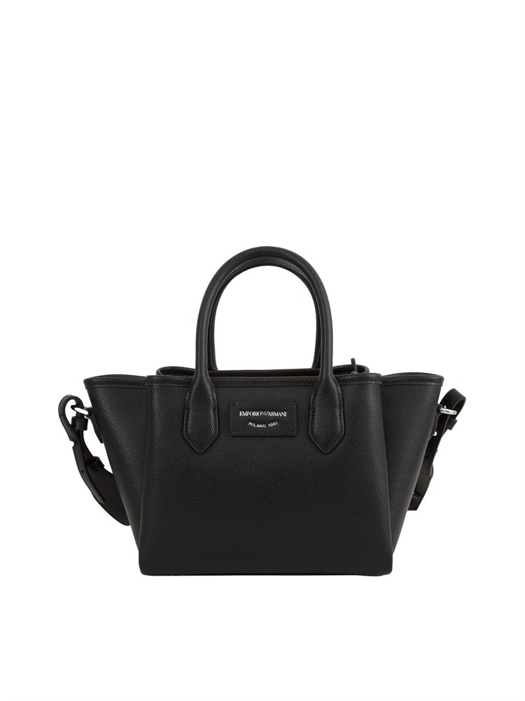 Shopper piccola Emporio Armani in ecopelle palmellata nera