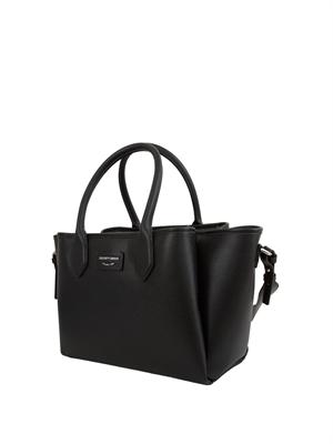 Shopper media Emporio Armani in ecopelle palmellata nera in DONNA