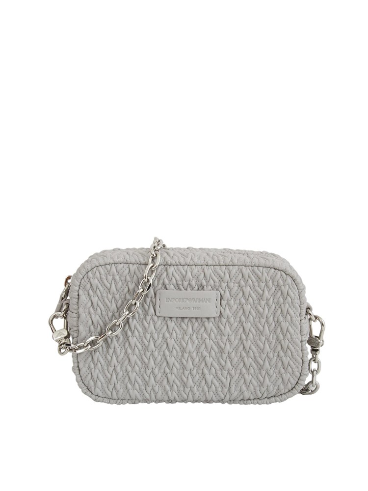 Borsa a tracolla Emporio Armani in ecopelle goffrata grigia