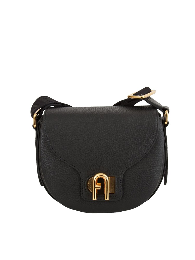 Borsa a tracolla Furla Lotus in pelle martellata nera