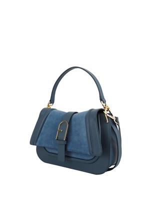 Borsa Furla Flow in pelle scamosciata blu in DONNA