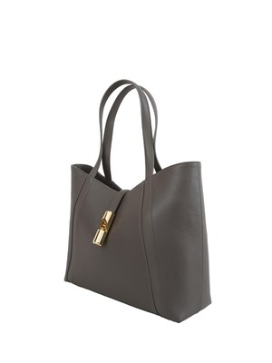 Borsa shopping Furla Goccia L in pelle grigia in DONNA