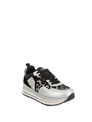 Sneakers Liu Jo donna con glitter animalier nero argento in DONNA