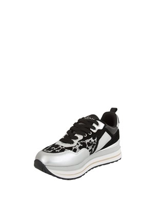 Sneakers Liu Jo donna con glitter animalier nero argento in DONNA