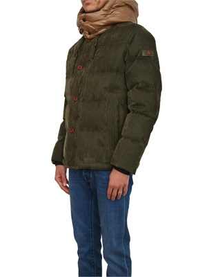 Giubbino con cappuccio Peuterey in piuma naturale e tessuto a coste verde in UOMO