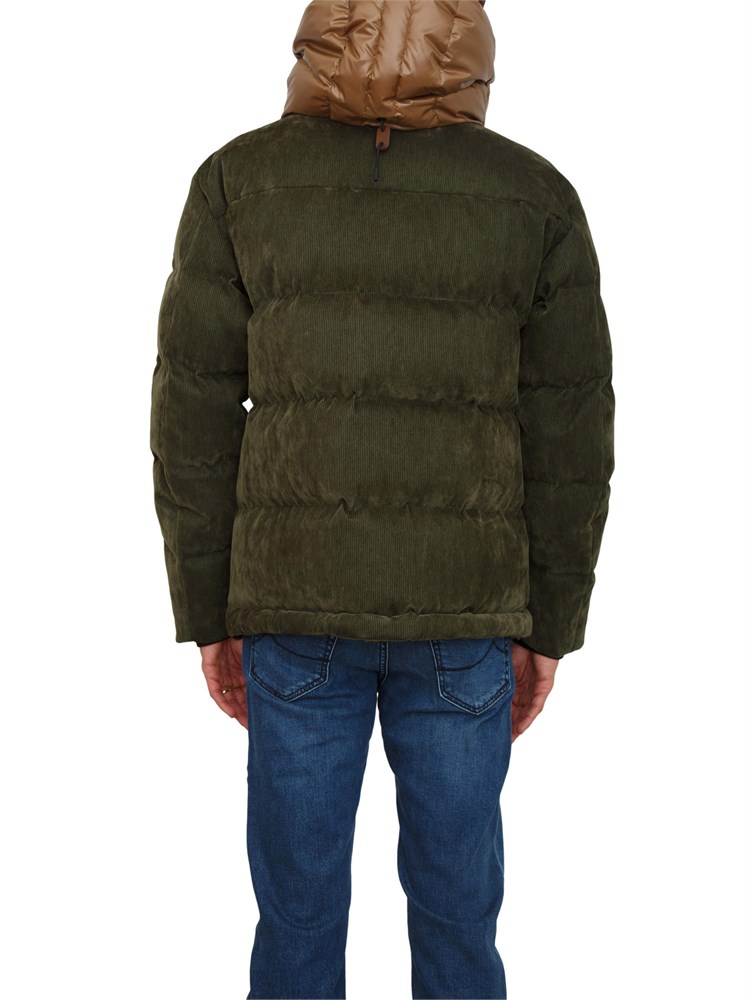 Giubbino con cappuccio Peuterey in piuma naturale e tessuto a coste verde