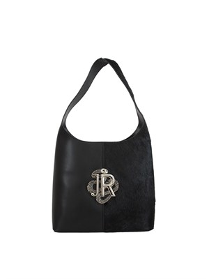 Borsa John Richmond in pelle nera e cavallino in UOMO