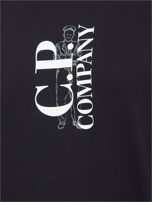 T-shirt uomo C.P. Company in cotone blu in UOMO