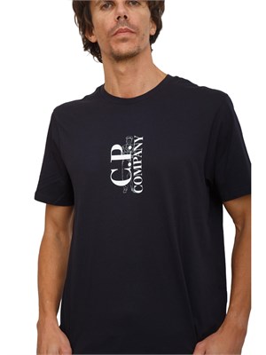 T-shirt uomo C.P. Company in cotone blu in UOMO
