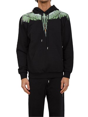 Felpa con cappuccio County of Milan nera con stampa aquila verde in UOMO