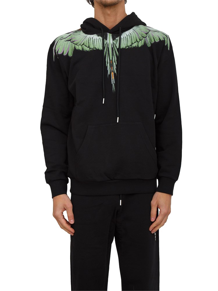 Felpa con cappuccio County of Milan nera con stampa aquila verde