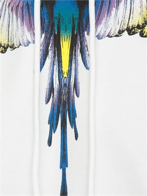 Felpa con cappuccio County of Milan bianca stampa aquila multicolor in UOMO