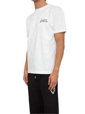 T-shirt uomo County of Milan in cotone bianco con stampa dietro in UOMO