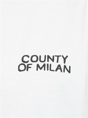 T-shirt uomo County of Milan in cotone bianco con stampa dietro in UOMO