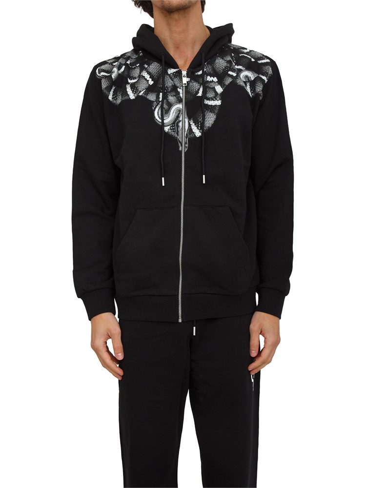 Felpa full zip con cappuccio County of Milan nera stampa serpente
