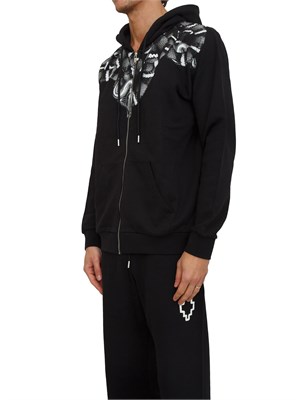 Felpa full zip con cappuccio County of Milan nera stampa serpente in UOMO