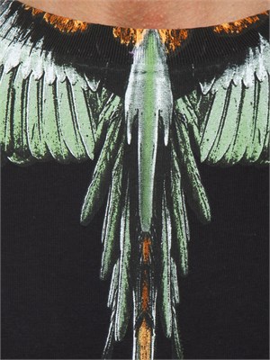 T-shirt County of Milan nera con stampa aquila verde in UOMO