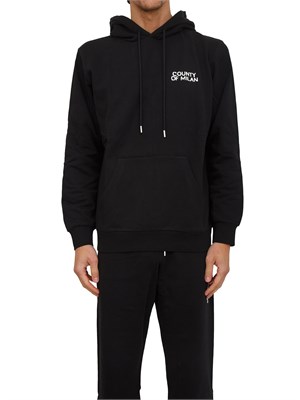 Felpa con cappuccio County of Milan nera con stampa logo dietro in UOMO