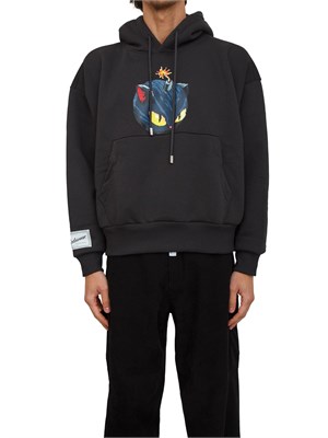 Felpa con cappuccio unisex GCDS grigia con stampa in UOMO