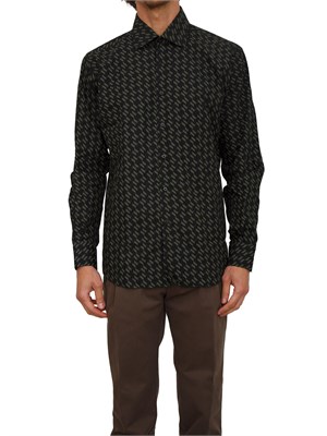 K.LAGERFELD Camicia uomo Karl Lagerfeld in cotone nero logo monogram all over in UOMO