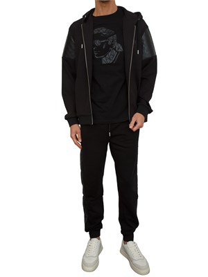 K.LAGERFELD Felpa uomo Karl Lagerfeld full zip con cappuccio in cotone nero in UOMO