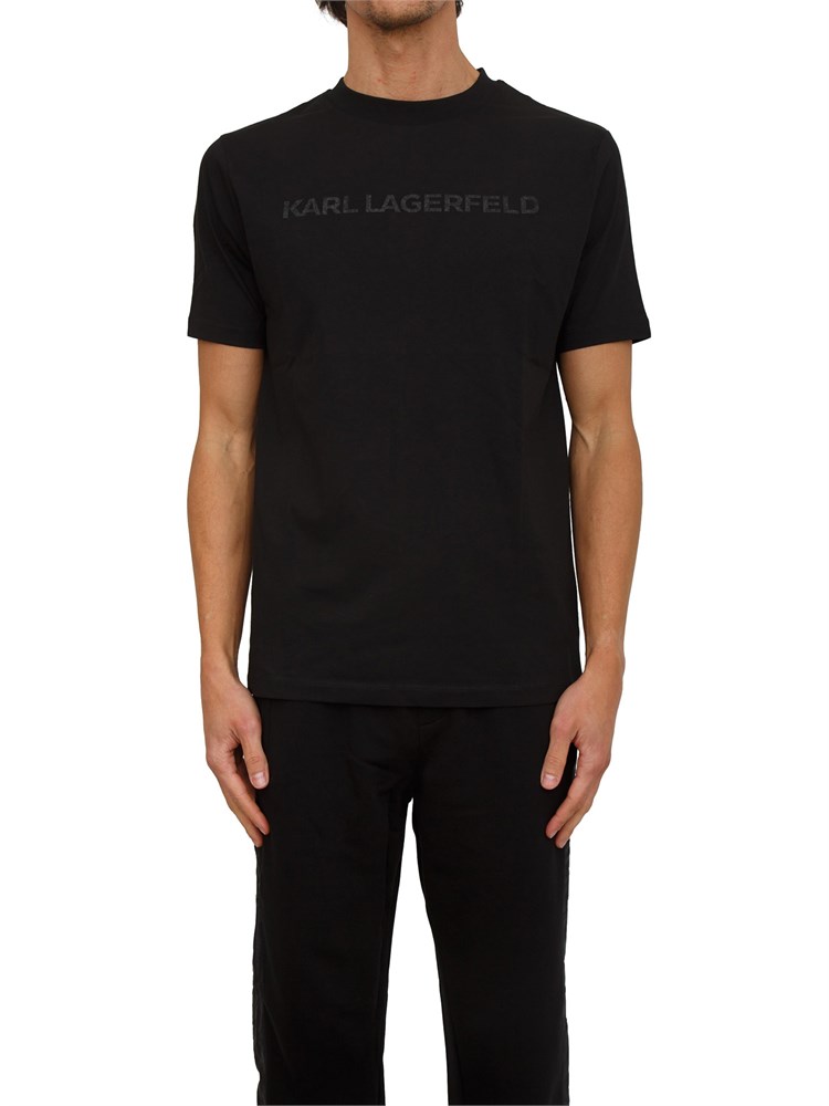 K.LAGERFELD T-shirt uomo Karl Lagerfeld nera con logo lettering