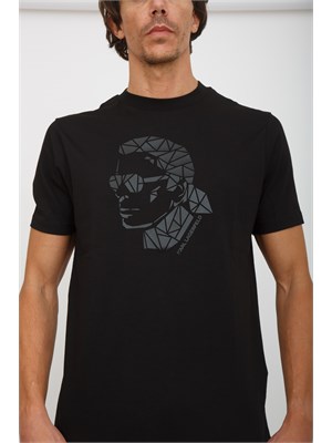 K.LAGERFELD T-shirt uomo Karl Lagerfeld nera con applicazione volto in UOMO