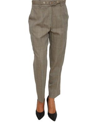 Pantalone Taty Kocca con stampa check tortora in DONNA
