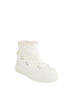 Stivali Yoko 19 Pinko in tessuto spalmato effetto pelle bianco in DONNA