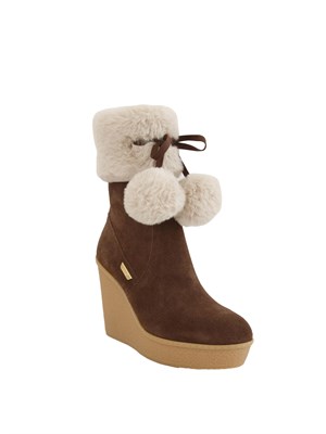 Stivaletti Liu Jo donna Rania 01 in suede marrone con pompon in DONNA