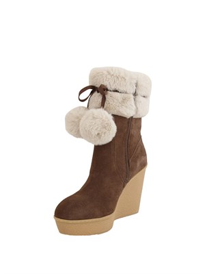 Stivaletti Liu Jo donna Rania 01 in suede marrone con pompon in DONNA