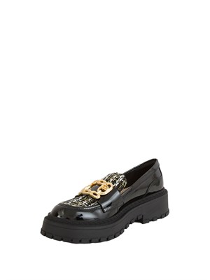 Mocassini Liu Jo donna Rumi 34 in vernice nera con inserto bouclÉ in DONNA