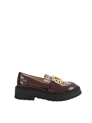 Mocassini Liu Jo donna Rumi 34 in vernice viola con inserto bouclÉ in DONNA