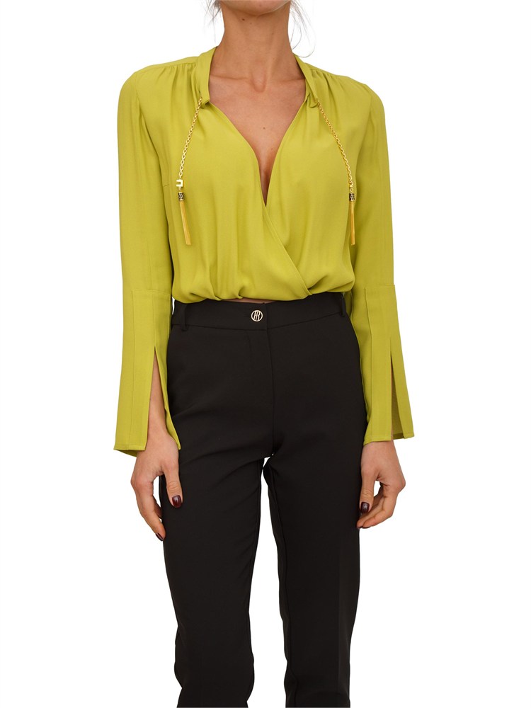 Body Elisabetta Franchi  in georgette verde lime