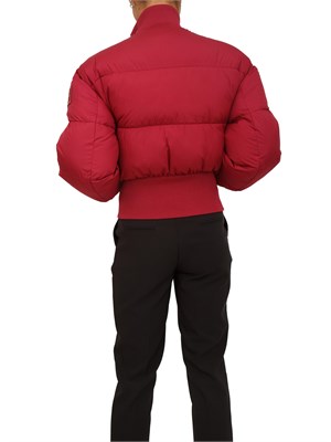 Piumino cropped Elisabetta Franchi in tessuto bordeaux in DONNA